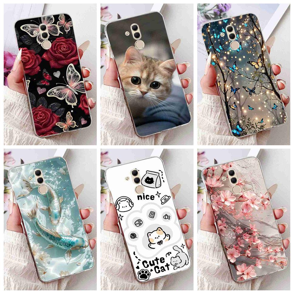 For Huawei Mate 20 Lite 6.3" Case SNE-AL00 Cute Cat Soft Silicone Cover For Huawei Mate 20Lite SNE-LX1 Colorful Butterfly Shell