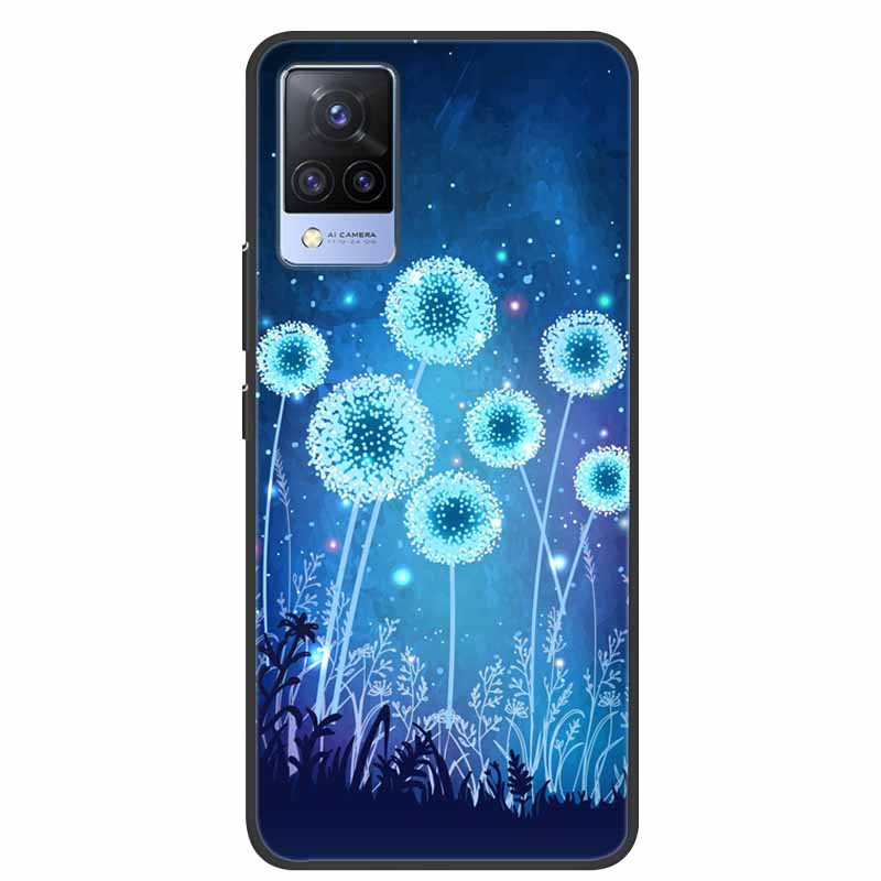 For Vivo S9 V21 V21e Case Black Silicone Back Cover Case For Vivo V21 S9 V21e Phone Cases Cover V 21 e S 9 Funda Coque Cartoon