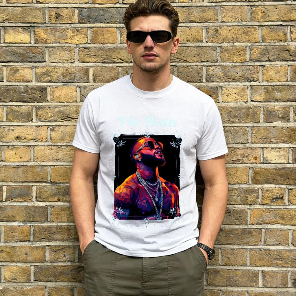 Rapper Flo Rida Unisexs T Shirts Casual Tees Short Sleeve Crewneck Tshirt 100 Cotton Gift Idea Clothing