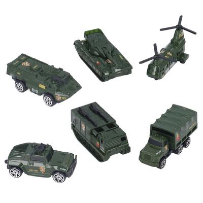 Литые военные машины 6 шт. в упаковке армейские игрушки ассорти транспортер танк вертолет бронированный автомобиль для