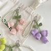 1-20PCS Creative Wool Crocheted Bolling Orchid Key Ring Ins Cute Girl Pearl Chain Key Chain Handmade Knitted Bag Pendant Gifts