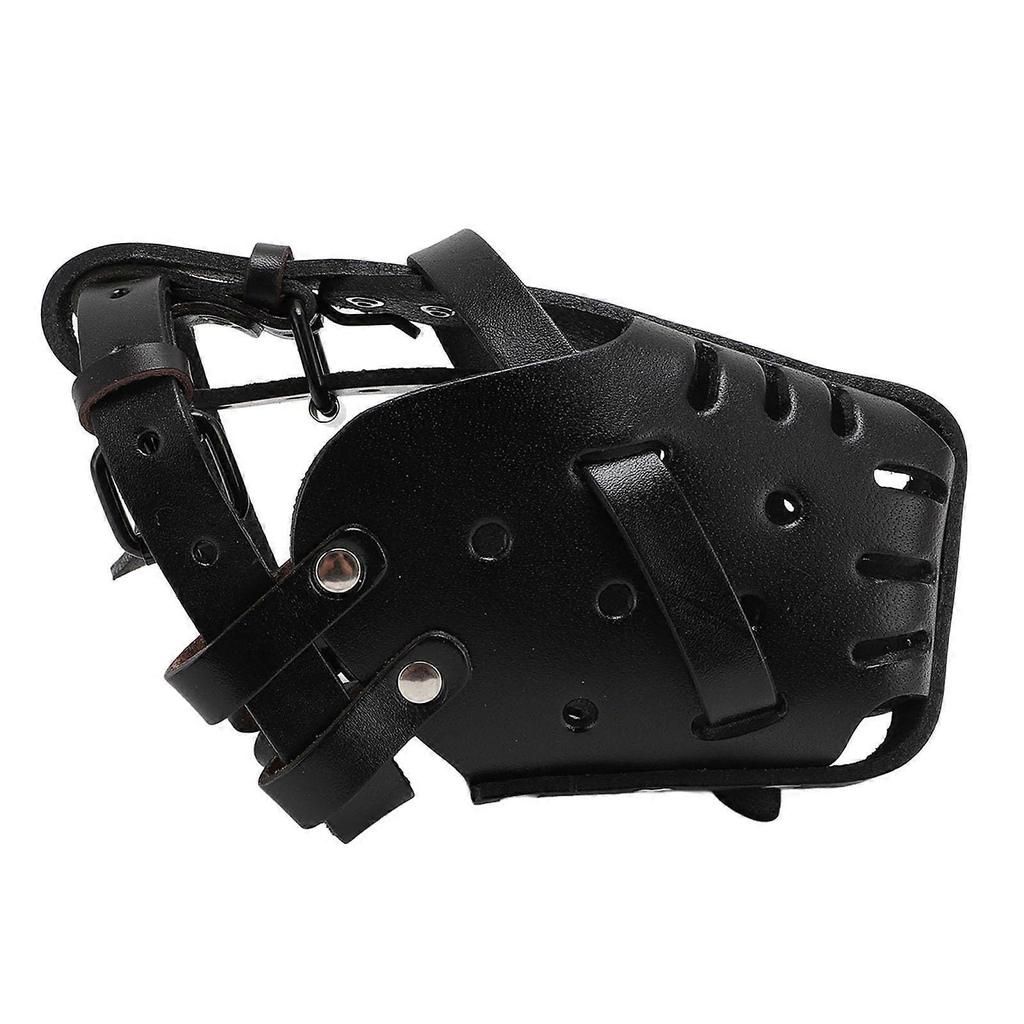 Dog Muzzle Adjustable Comfortable Faux Leather Basket for Chewing Safety In Large Medium Dogs Black less
