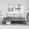 Metal Bed Frame with Headboard and Footboard Black 193 x 203 cm