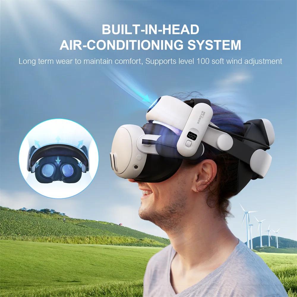 BOBOVR Аксессуары для S3 Pro Super Strap, система кондиционирования воздуха на голове и аккумуляторная батарея емкостью 10000 мАч с возможностью горячей замены, совместимы с Meta Quest 3/3S