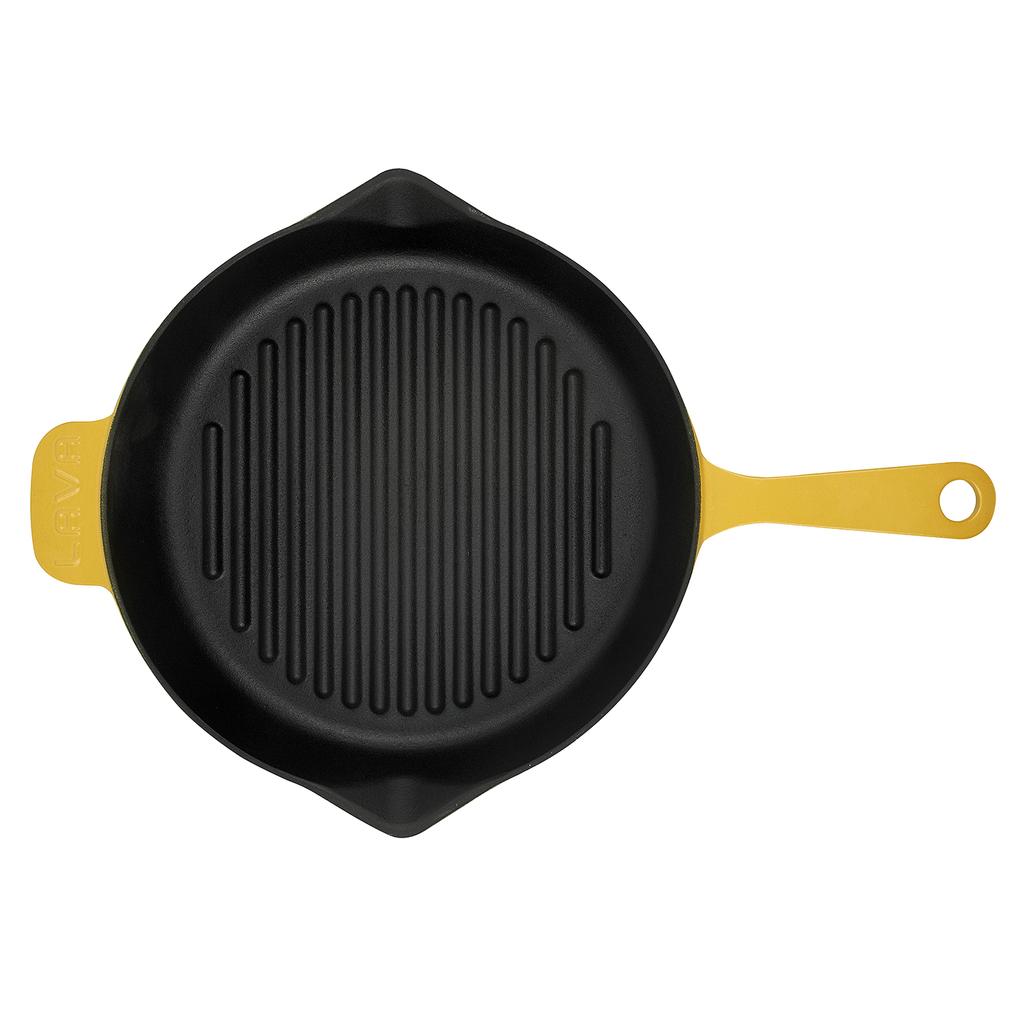 Lava Чугунная круглая сковорода-гриль пружинной серии. Длинный стержень, диаметр. Ø 28см.