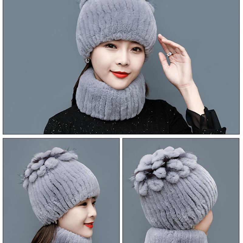 Rex Rabbit Fur Hat Autumn and Winter Fur Hat Tassel Woolen Hat Thick Warm Ear Protection Fur Hat