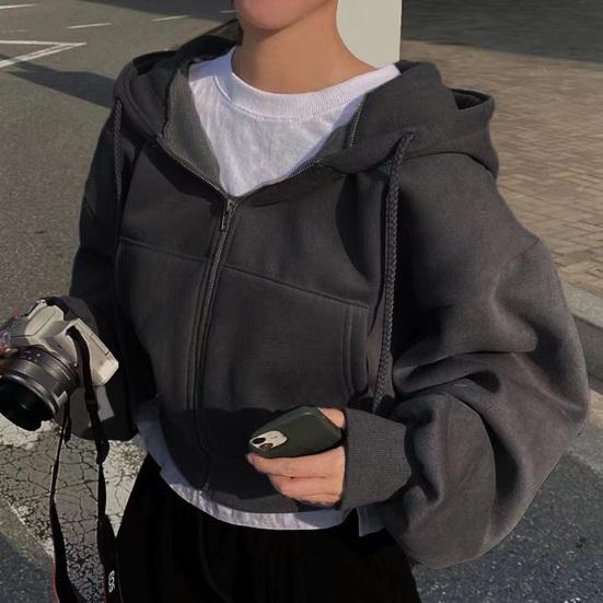 Осень-весна Женское пальто с капюшоном, завязками на шнурке, длинными рукавами, карманами, застежкой-молнией, эластичными манжетами, свободным низом, спортивная толстовка с капюшоном, повседневная куртка для повседневной носки