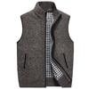 Men's Fall Fleece-Lined Sleeveless Knit Cardigan Vest Loose-Fit Casual Outerwear Vest