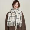 Women's Retro Plaid Imitation Cashmere Scarf with Tassel - Autumn/Winter Fashion Accessory