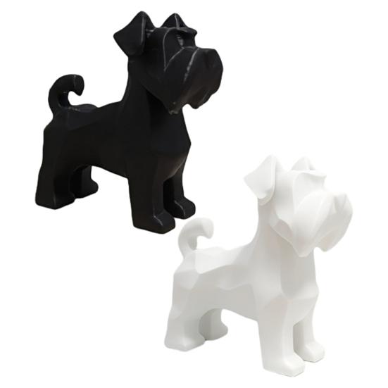 Dog Ornament 3D Printed Schnauzer Geometric Miniature Dog Figurine Living Room Dog Sculpture Home Decor