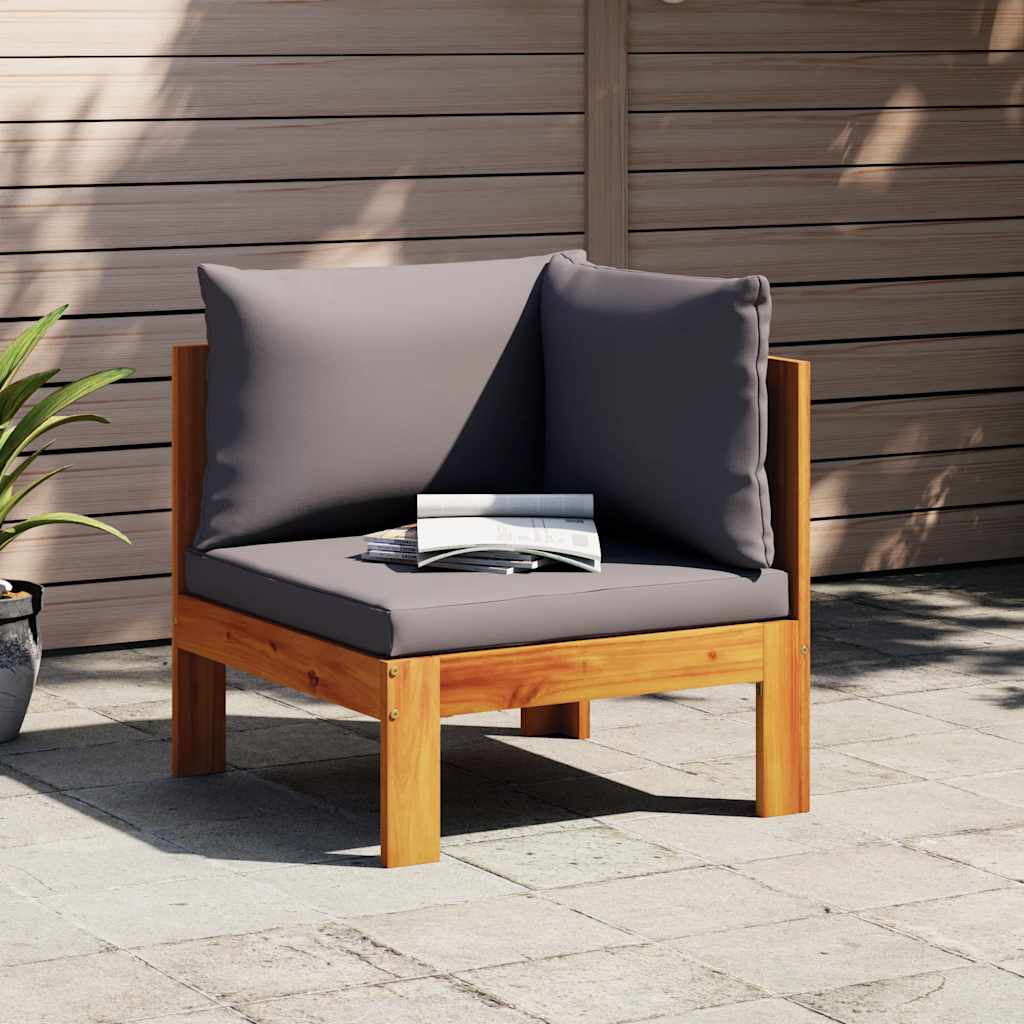 Garden Corner Sofa with Cushions Solid Acacia Wood
