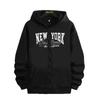 Vintage New York Graphic Zip-Up Hoodie Loose Fit Casual Sweatshirt Men Women