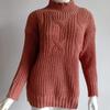 European & American Women's High Neck Cable Knit Sweater Pullover