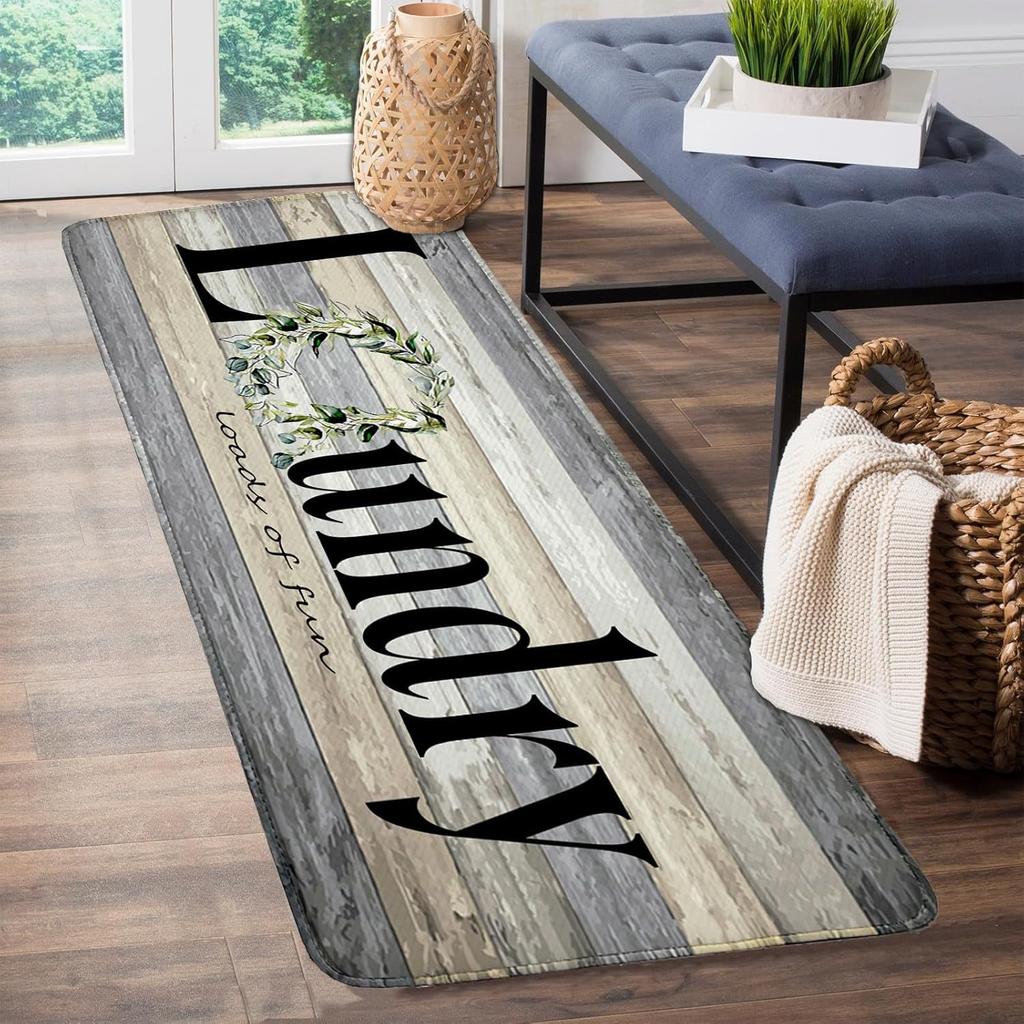 Retro Persian Floral Long Carpet, Anti-Slip Washable Entrance Mat, Bohemian Country Corridor Runner Rug for Kitchen Hallway