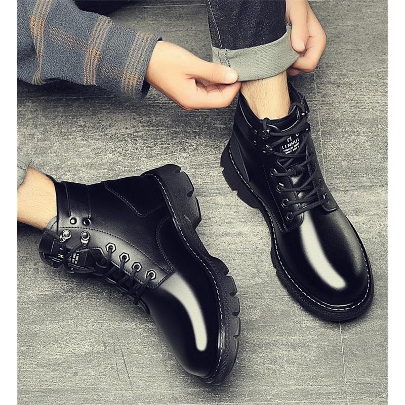 Ботинки Martin мужские высокие в британском стиле черные кожаные ботинки Tooling повседневная кожаная обувь