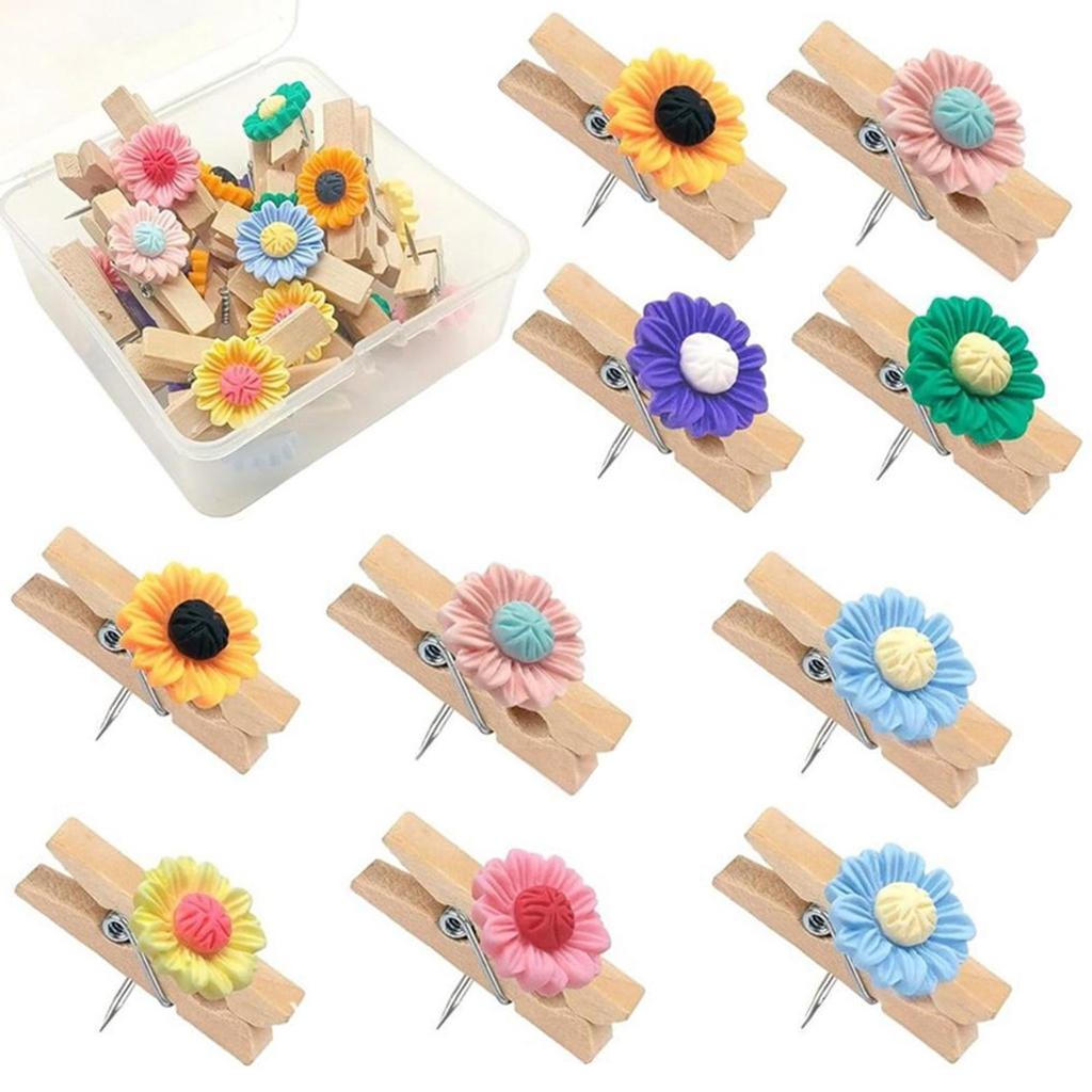 Pack Of 10 Multicolor Flower Push Pins Decorative Thumb Tacks For Bulletin Boards Photo Displays Craft Projects