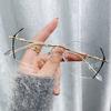 Myopia Glasses Women Men Vintage Rimless Anti-blue Light Eye Glasses Female Fashion Ultralight Optical Farsighted Eyewear 0~-500