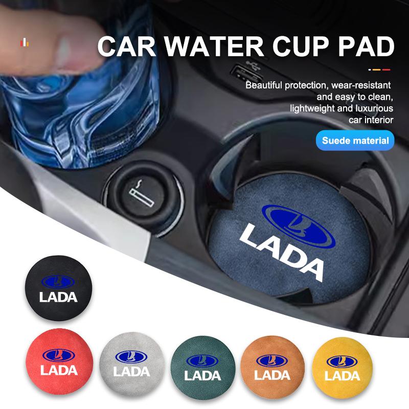 2pcs Suede Car Drink Mat Universal Non Slip Cup Holder Pad For Lada Niva Vesta 4X4 Samara Kalina Largus Priora Granta ejw1