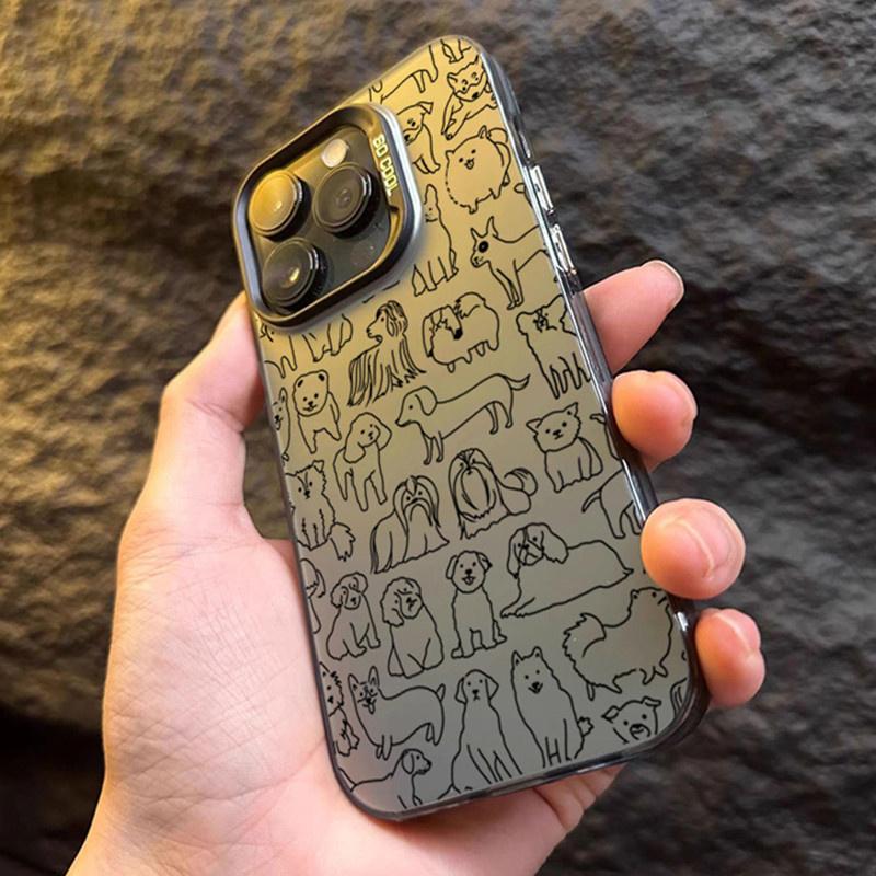 Cute Doodle Dog Line Art Pattern Design Protective Cover for iPhone 17 16 15 14 13 12 11 16E Series Pro Max Plus