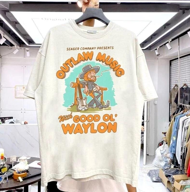 Seager x Waylon Jennings Outlaw Graphic Funny White Unisex T shirt S-5XL Unisex T-Shirt