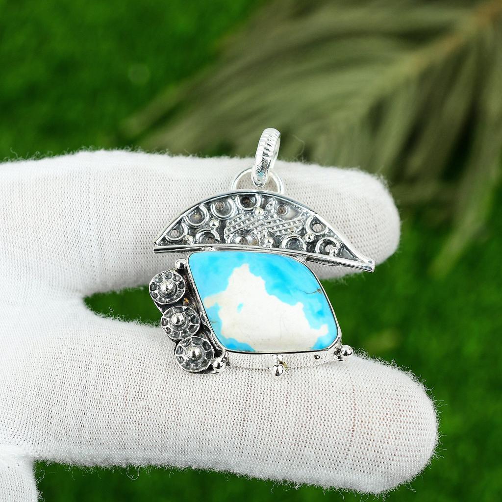 Gift For Women Pendant 925 Sterling Silver Natural Arizona Turquoise Gemstone