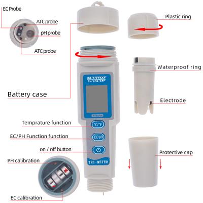 Новый цифровой 3 в 1 измеритель pH/EC/температуры, многопараметрический тестер качества питьевой воды для аквариума, бассейнов, монитор pH, скидка 50%