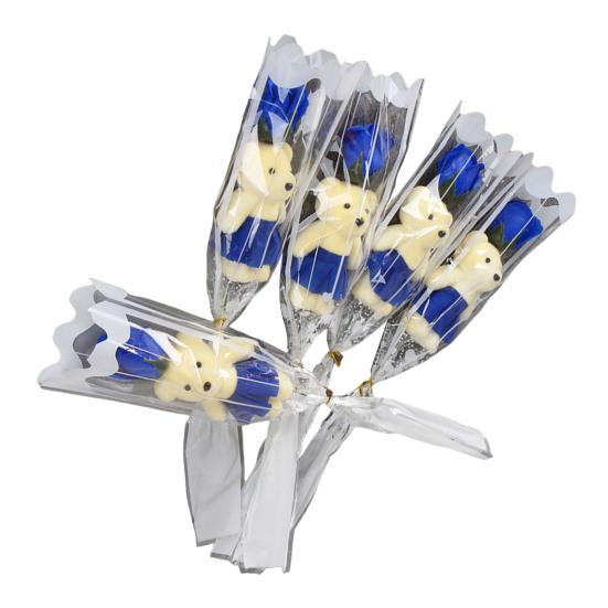 Букет из роз на День святого Валентина с мишкой Одиночная мыльная роза с плюшевым мишкой Искусственный букет роз Подарки на свадьбы, юбилеи