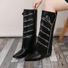 Autumn Winter Side Zipper 2024 Hot Sale New Women's Knee Length Boots Fashion Pointed Toe Shoes for Women Zapatos Para Mujeres