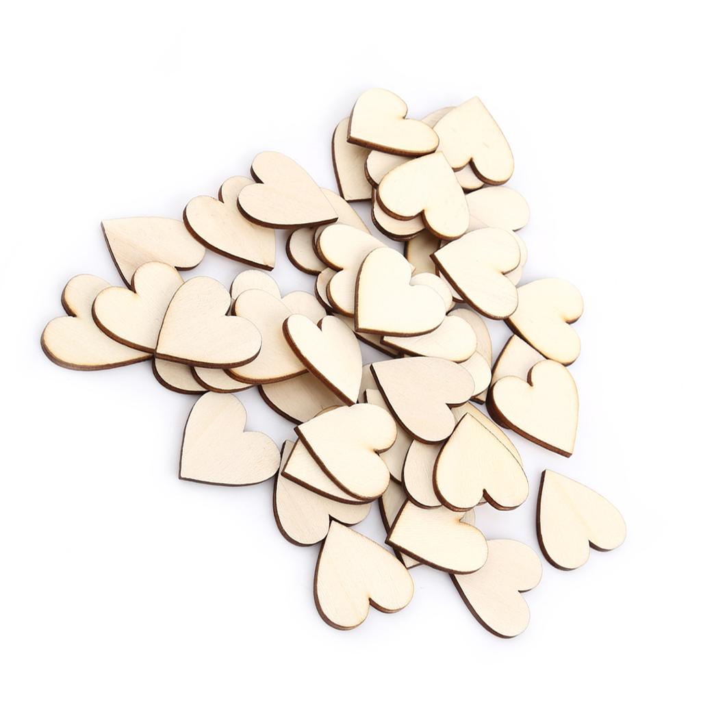 Украшения из дерева в форме сердца для свадебных табличек(30мм 50шт)