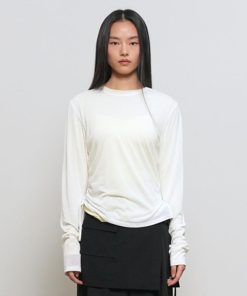 GENERALIDEA Shirred Long Sleeve T-Shirt [White] / Gf2Lts517