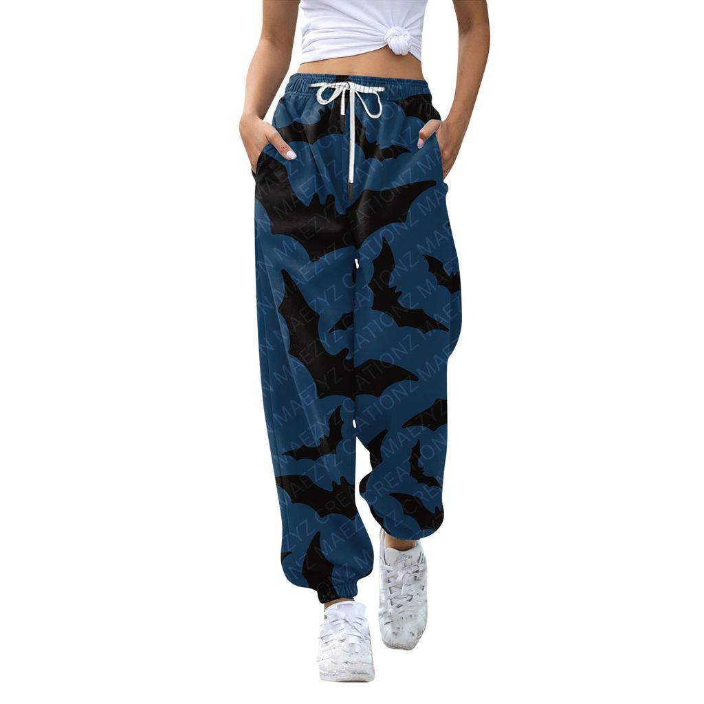 Women's Casual Fashion Halloween Printed Leisure Pants Sweatpants Trousers Drawstring Elastic Waist Drawstring Drawstring Pants