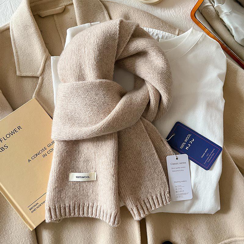 Australian Pure Wool Cashmere Scarf - Unisex Winter Warm Knitted Solid Color