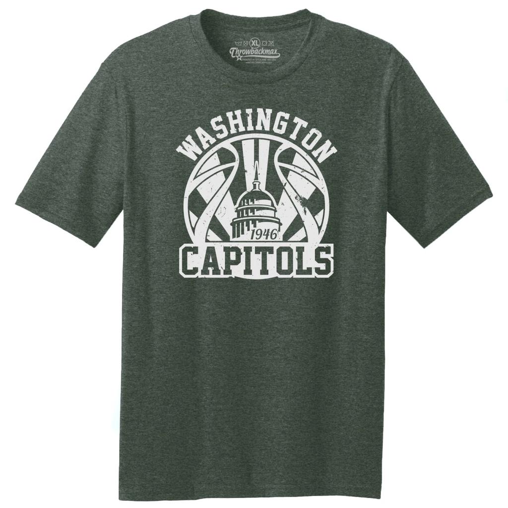 Washington Capitals 1946 Logo Basketball TRI-BLEND Tee Shirt - Green Heather