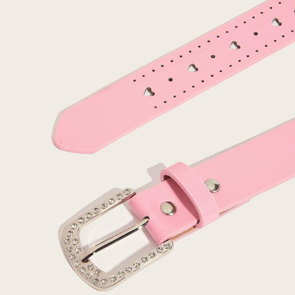 Adjustable Hollow Heart Belt Pin Buckle Decorative Waist Belt Casual PU Leather Belt For Ladies