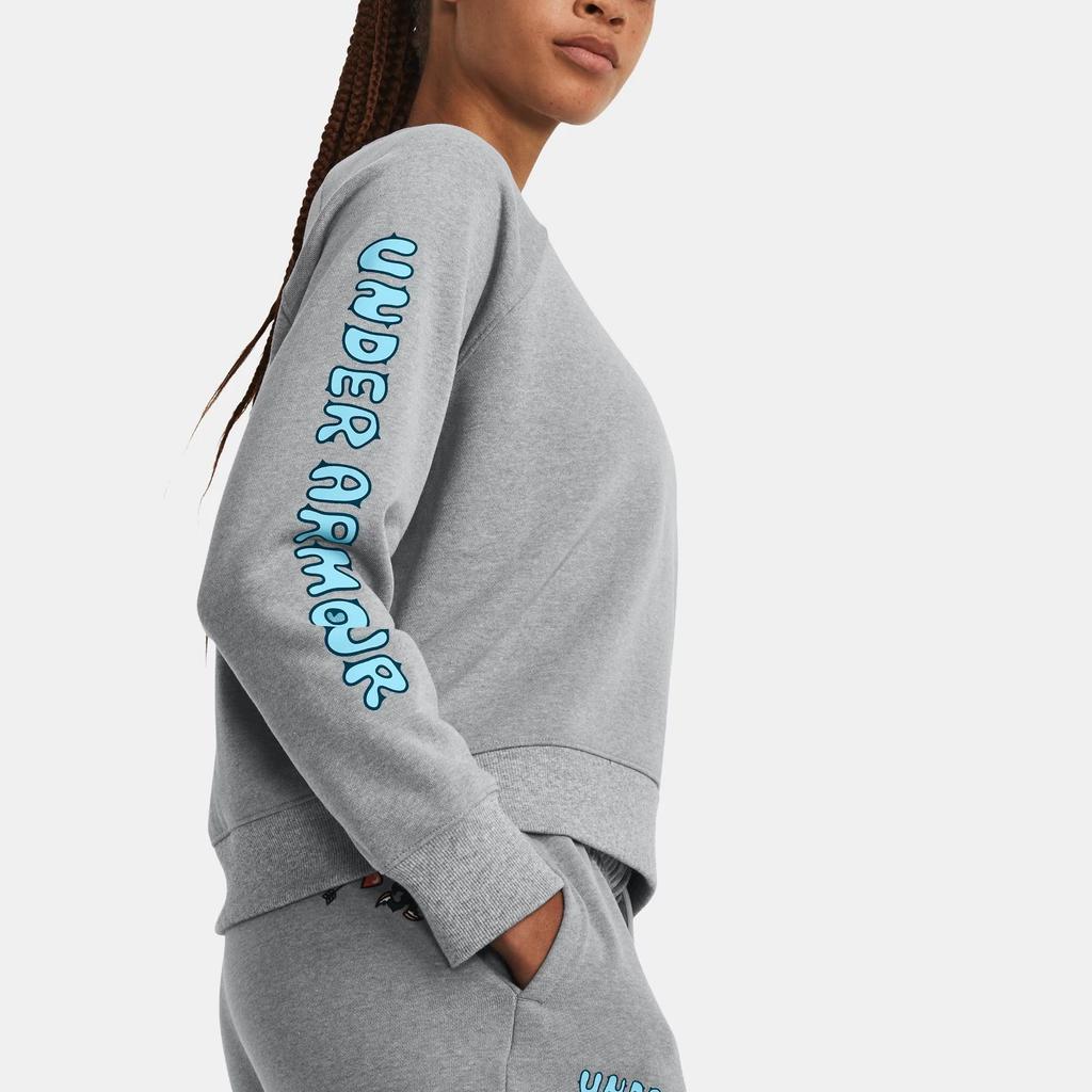 Under Armour Letter Print Crew Neck Long Sleeve Sweatshirt Women Sweatshirt Gray 1379833-011