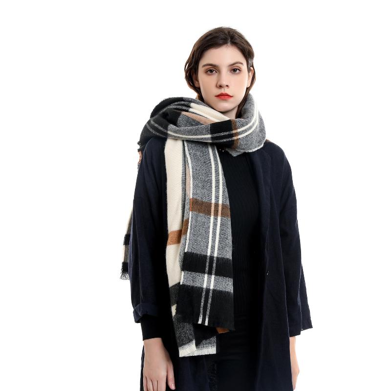 Autumn and Winter Plaid Color Matching Scarf, Trendy and Warm, Simple and Fashionable Korean Version of Literary and Warm Scarf