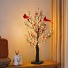Vintage Glowing Tree with Cardinals with Red Berry and Bird LED Christmas Red Berry Tree Light for Christmas Home Party Wedding