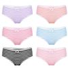 Women Stripe Mid Waist Cotton Undergarment Underwear Bikini Briefs
