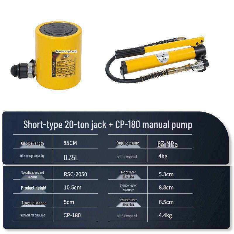 Split Ultra-Thin Hydraulic Cylinder: 5T, 10T, 20T, 30T, 50T, 100T - Extended and Short Types