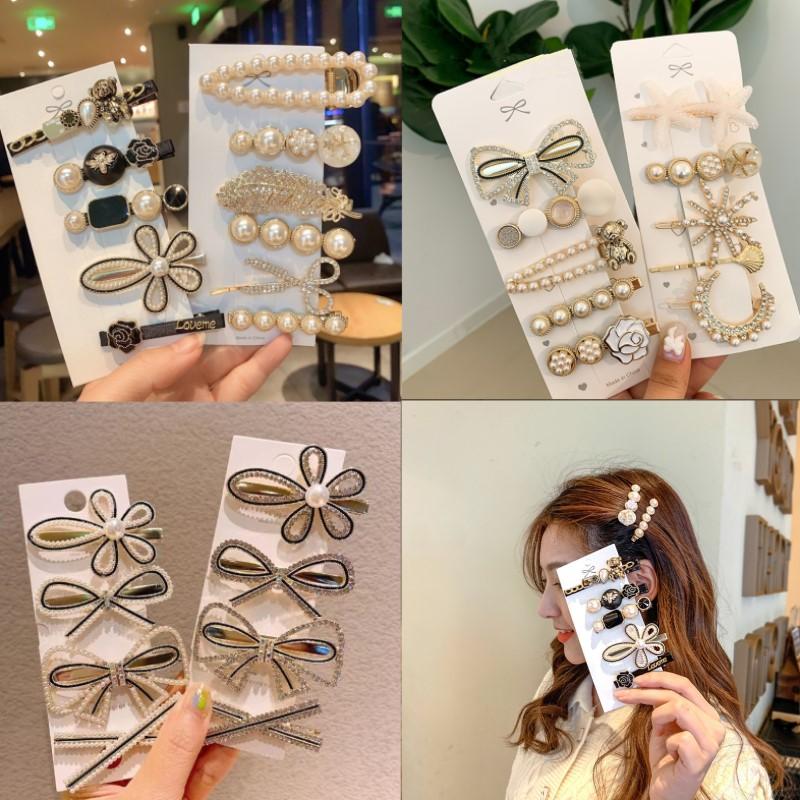 1Set Handmade Pearl Hairpins Pin for Women Fashion Rhinestone Flower Barrettes Headwear Girls Sweet Hair Clips Hair Accessories