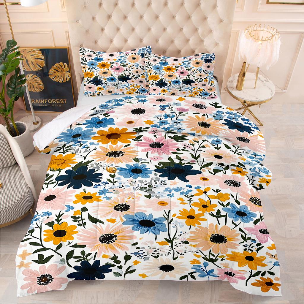 Comforter Flowers Animal Theme Home Comforter Quilted Blanket Goose Down Duvet Quilt 100% Polyester King Queen 3D Blanket Size Twin