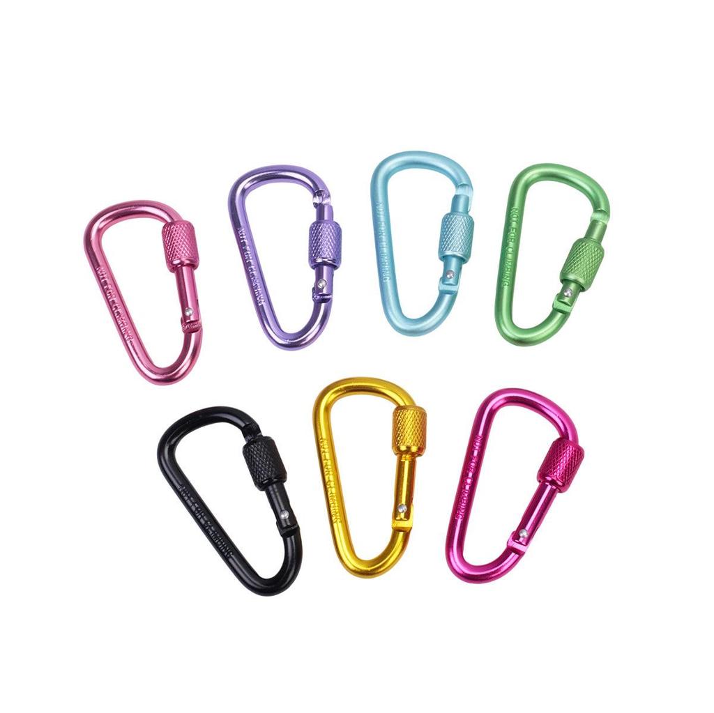 Outdoor Aluminum Alloy D-Shaped Carabiner Quickdraw No. 6 with Locking Keyring Backpack Buckle Wind Rope Clip