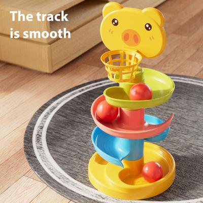 Детская башня с шариками 2/3/5/7/9 уровней, мультяшная свинка, трек для запуска мраморных шариков, игрушка для малышей, мальчиков и девочек, развивающая игрушка-горка с катящимися шариками