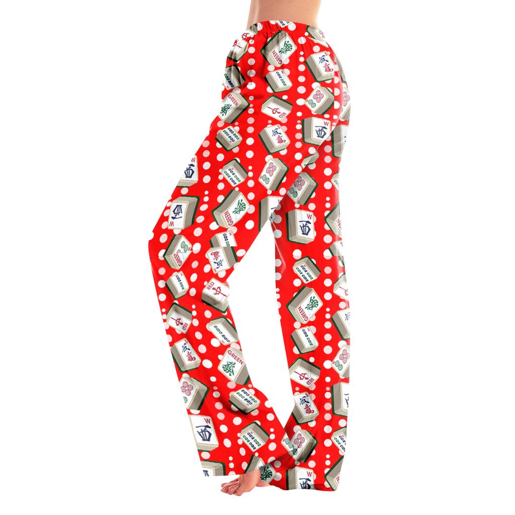 Adult Pajama Pants Sleepwear Casual Drawstring Elastic Waist Pants Comfortable Straight Yoga Loose Trousers