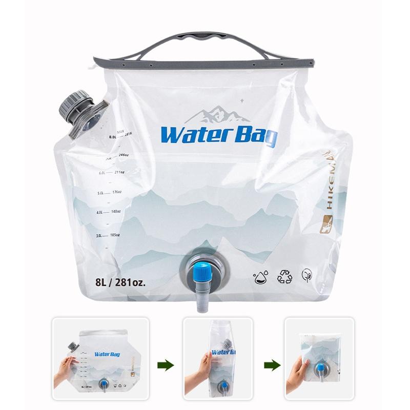 8L Camping Water Bag Portable Folding Water Storage Jug with Faucet Large Capacity Reusable Water Carrier for Outdoor Hiking Picnics BBQ