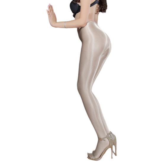 Колготки перламутровые тонкие однотонные прозрачные высокоэластичные облегающие блестящие женские чулки с высокой талией для вечеринок в клубе
