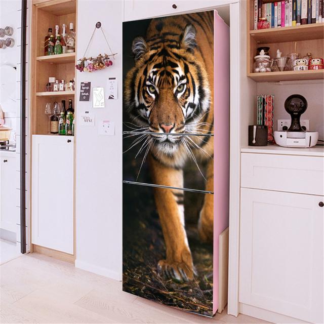 3D Flowers Self Adhesive Refrigerator Wrap Freezer Sticker Art Fridge Door Cover Wallpaper Relief Flower Kitchen Accessories