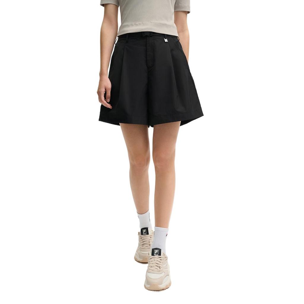 Fila Шорты женские повседневные три четверти однотонные серии Milano черные F11W525803F-BK