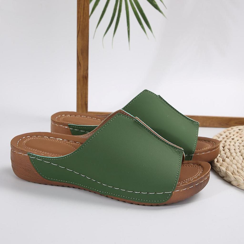 Весна 2024 Новые женские тапочки на танкетке большого размера: Простой, легкий и модный