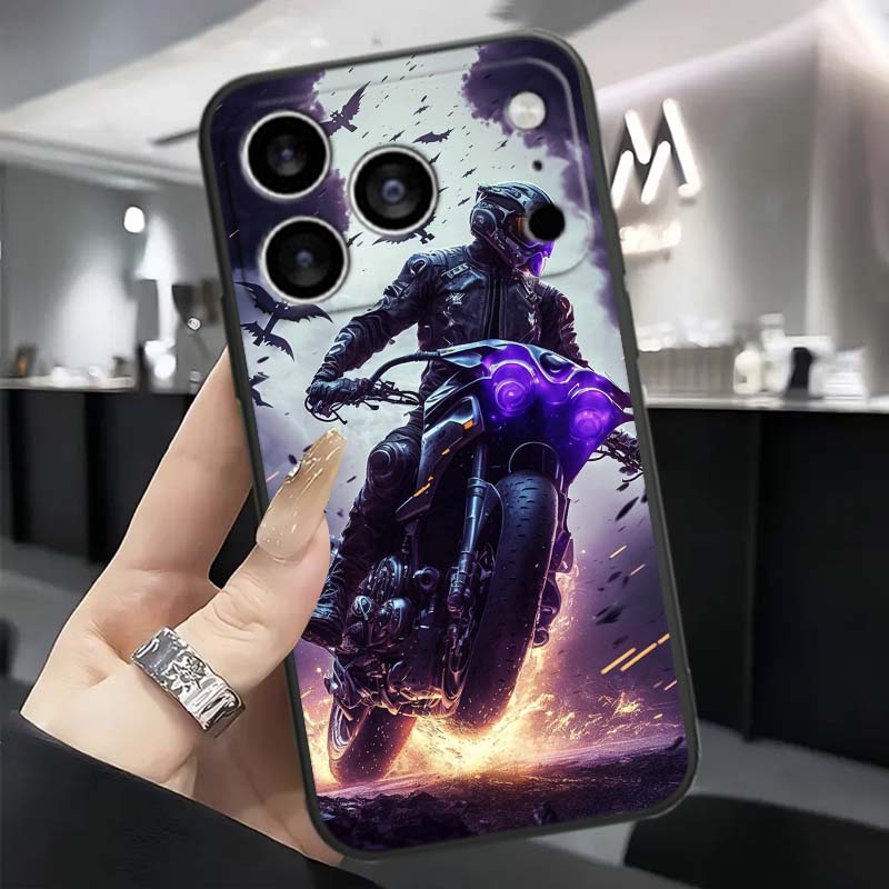 Модель Райдер Крутой Чехол Для Телефона Для Apple iPhone 17 16 16E 15 14 13 12 11 Pro Max Plus Черный Мягкий Силикон